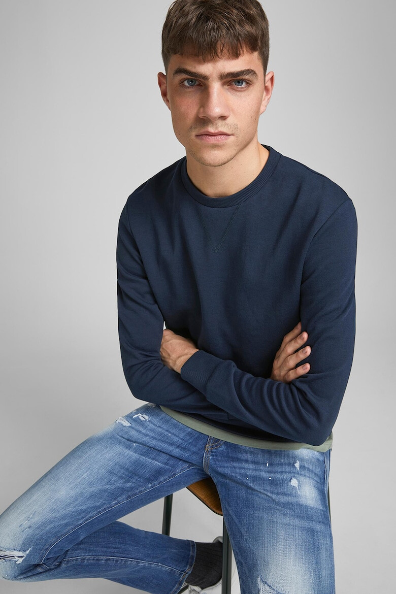 Jack  Jones Суитшърт Basic с овално деколте - Тъмносин - - Pepit.bg