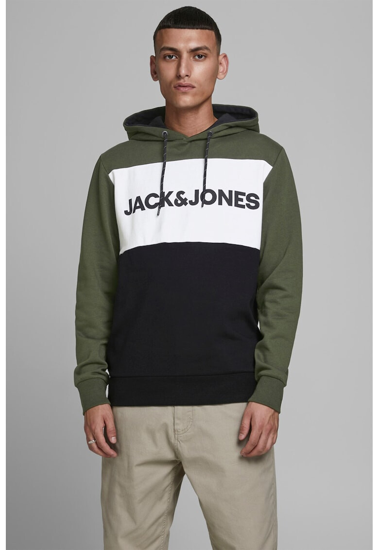 Jack & Jones Худи с дизайн с цветен блок и лого - Pepit.bg