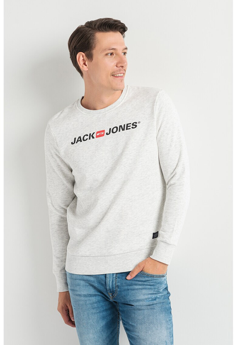 Jack & Jones Суитшърт с овално деколте и контрастно лого Corps - Pepit.bg