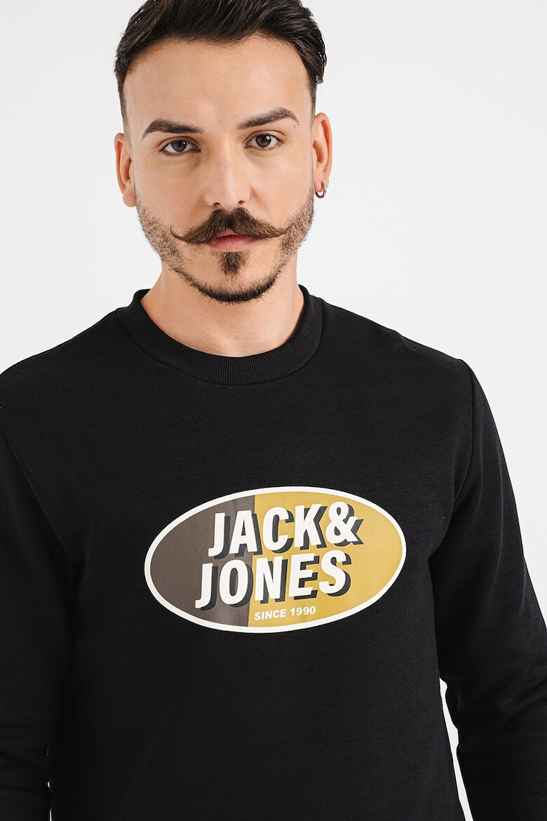 Jack  Jones Суитшърт с овално деколте и лого - Pepit.bg