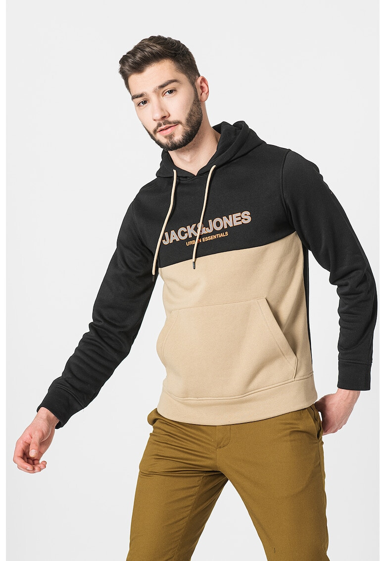 Jack & Jones Суитшърт Urban с качулка лого и цветен блок - Pepit.bg