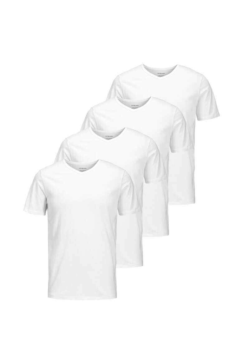 Jack  Jones Тениска Basic с шпиц - 4 броя - Бял - Pepit.bg