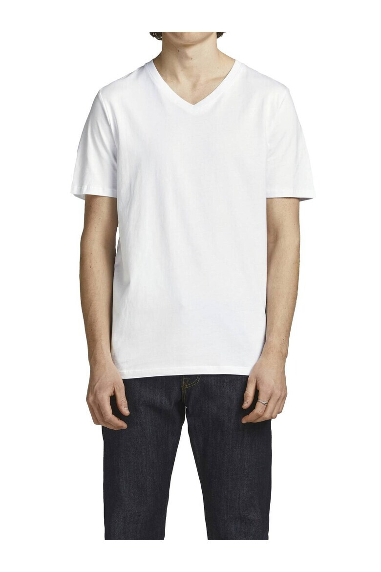 Jack  Jones Тениска Basic с шпиц - 4 броя - Бял - Pepit.bg