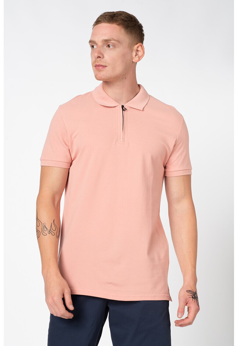 Jack&Jones Тениска Benjamin с яка и къс цип - Pepit.bg