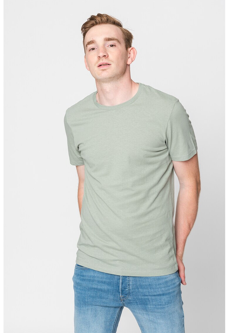 Jack & Jones Тениска с лен с овално деколте - Pepit.bg
