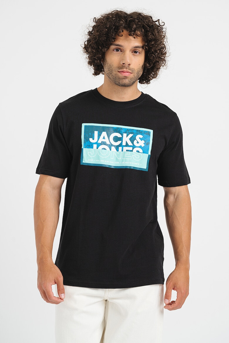 Jack & Jones Тениска с овално деколте и лого - Pepit.bg