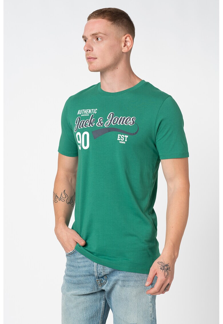 Jack&Jones Тениска с овално деколте и лого - Pepit.bg