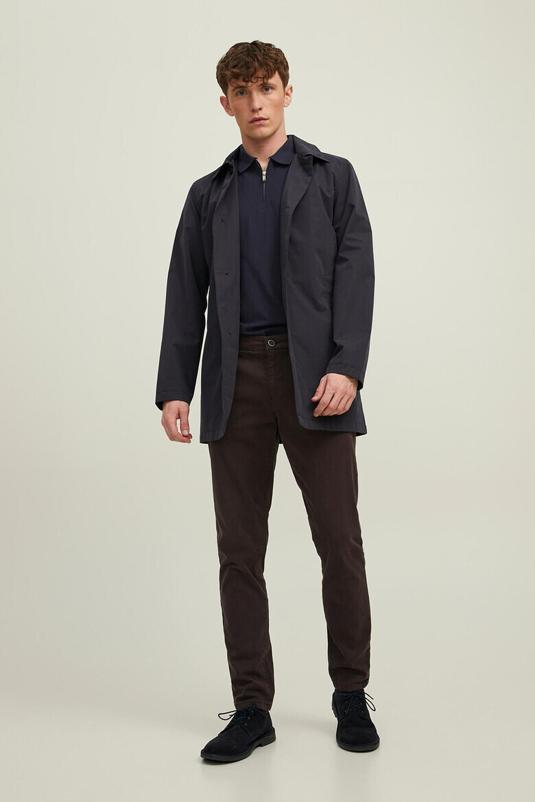 Jack & Jones Тениска Structure с яка и къс цип - Pepit.bg