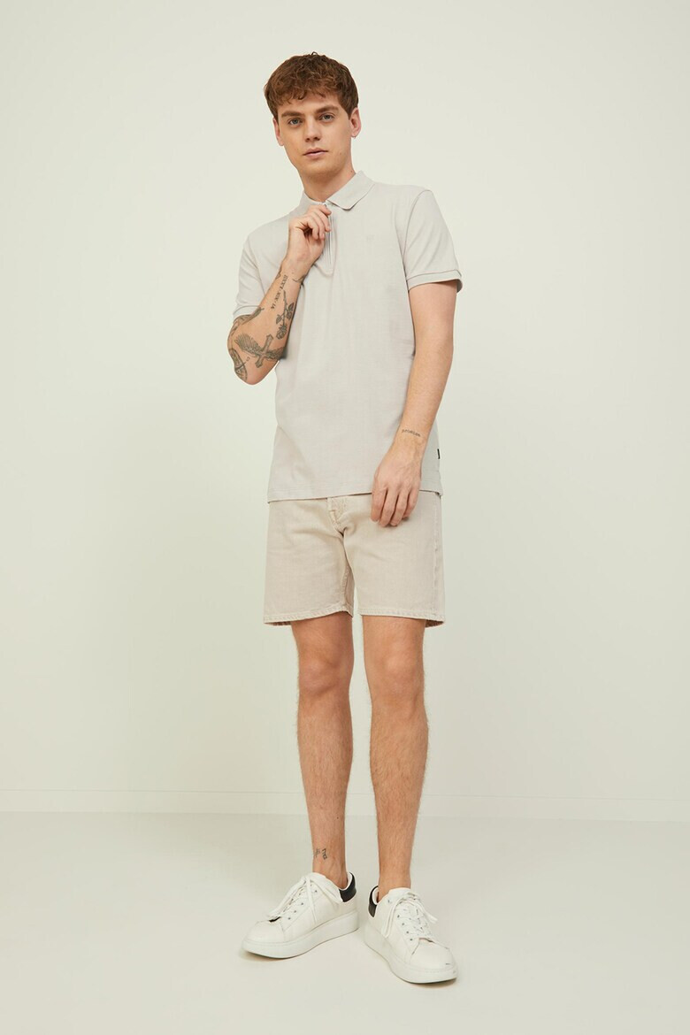 Jack & Jones Тениска Structure с яка и къс цип - Pepit.bg