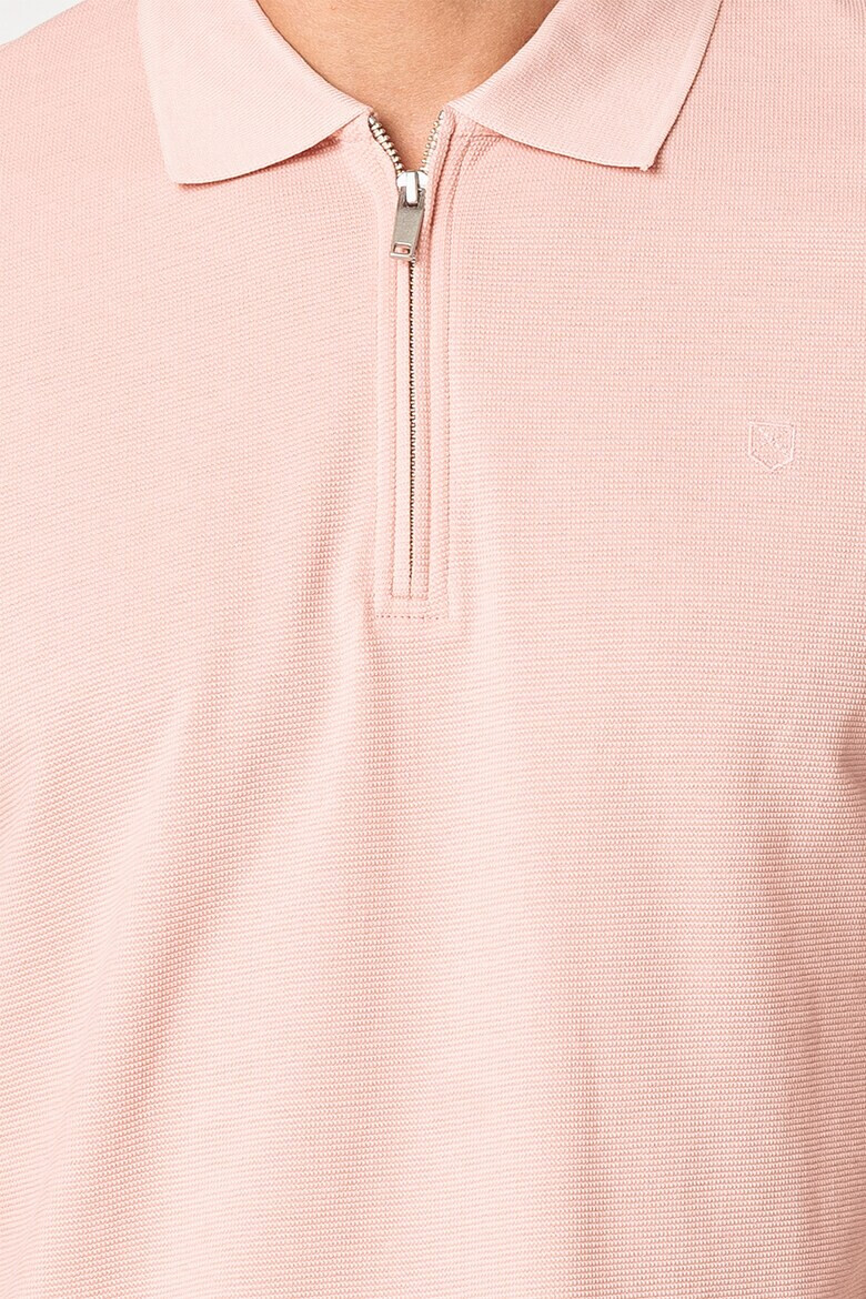 Jack & Jones Тениска Structure с яка и къс цип - Pepit.bg