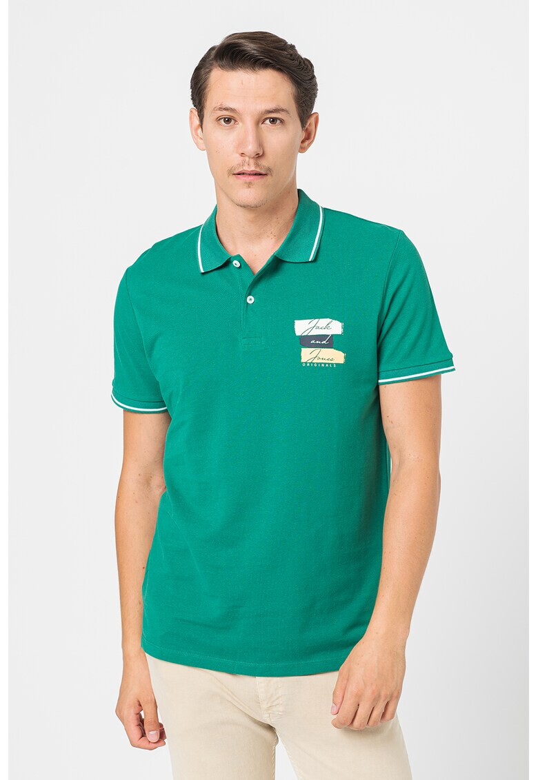Jack & Jones Тениска Sunset с яка и лого - Pepit.bg