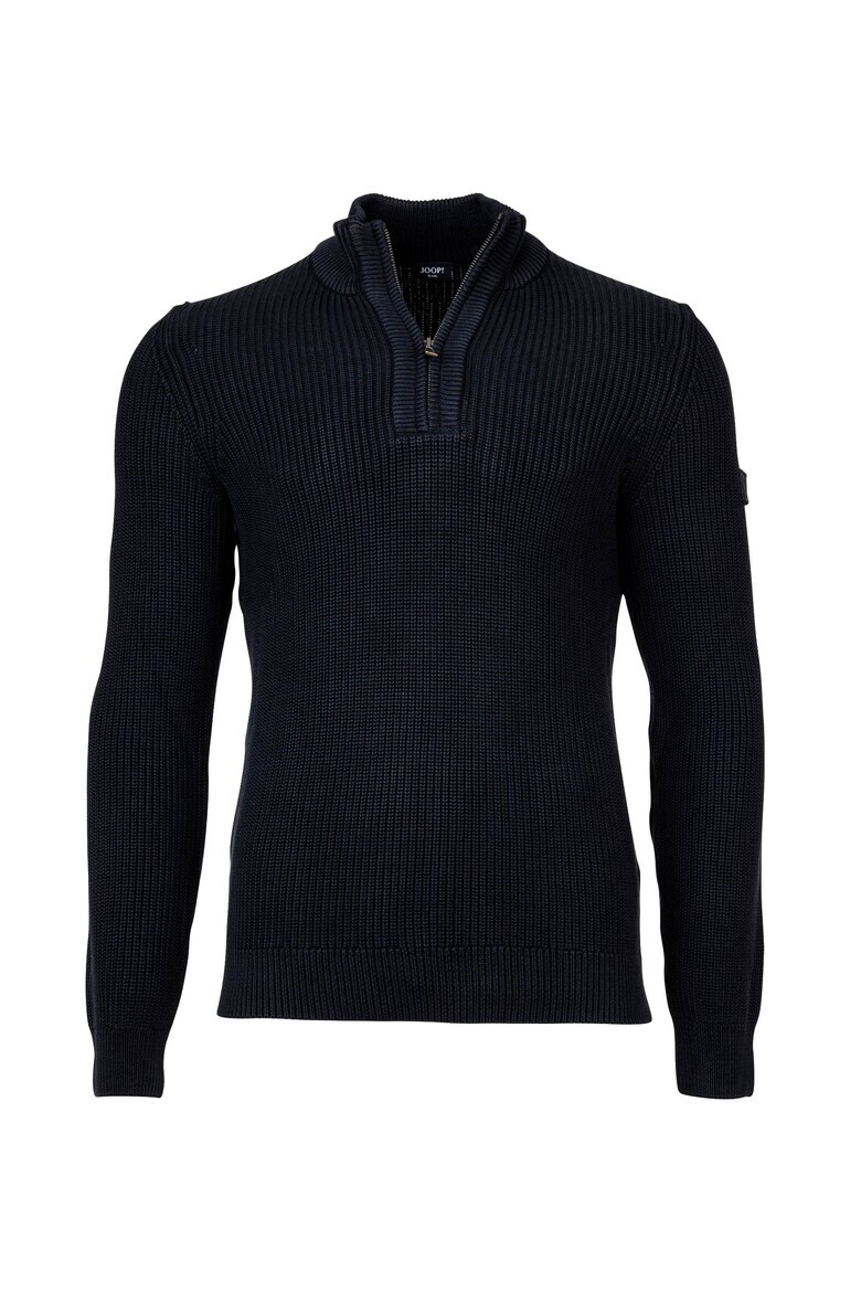 JOOP Jeans Пуловер Henrio с къс цип - Тъмносин - Pepit.bg