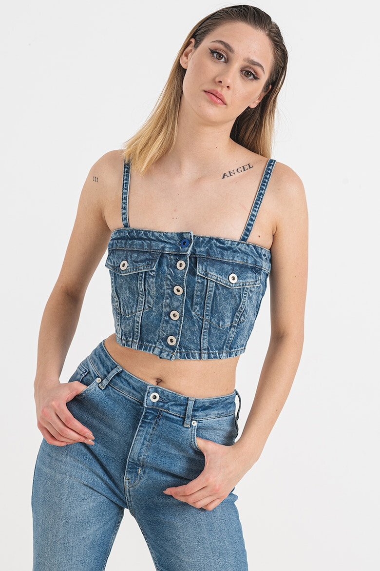 KARL LAGERFELD JEANS Къс топ от деним - Pepit.bg