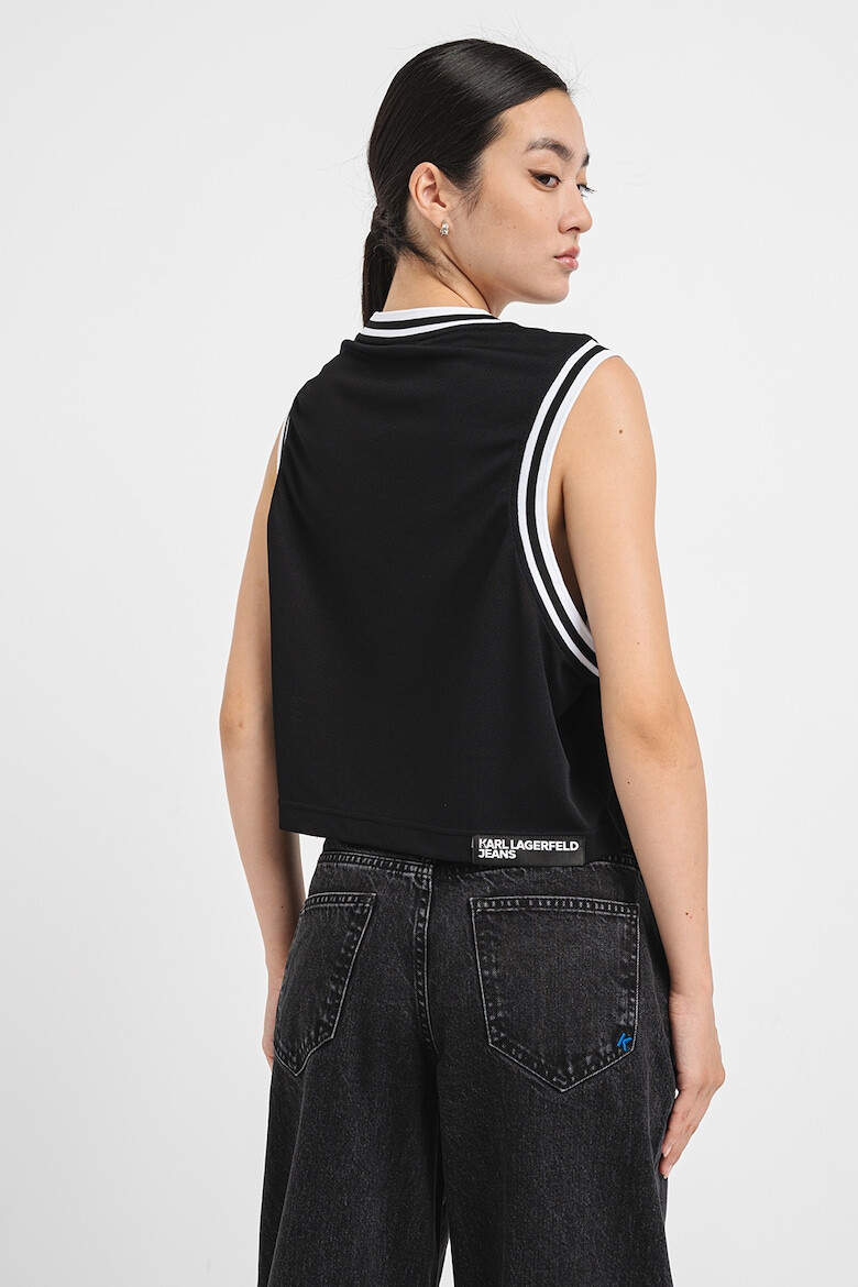 KARL LAGERFELD JEANS Къс топ с лого - Бял/Черен/Сламеножълт - Pepit.bg