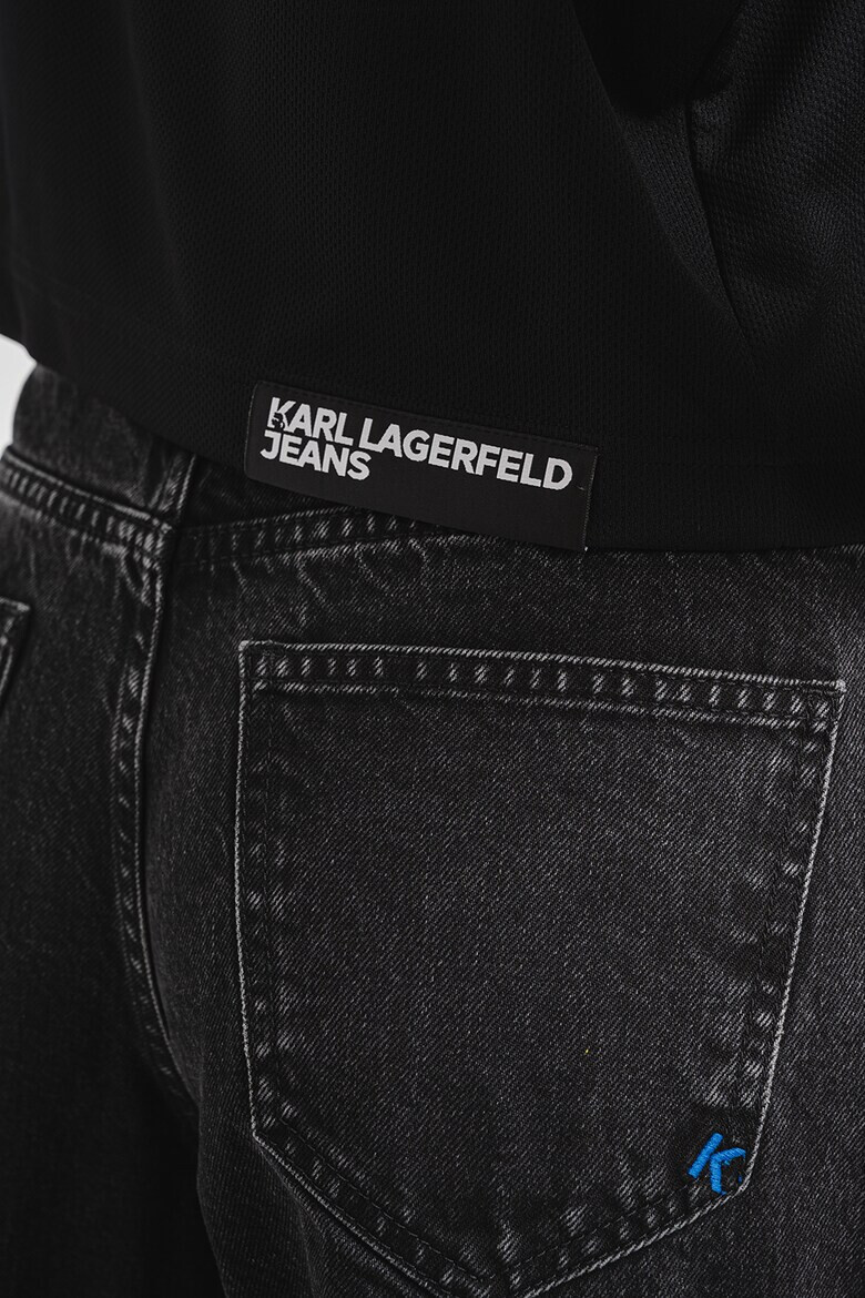 KARL LAGERFELD JEANS Къс топ с лого - Бял/Черен/Сламеножълт - Pepit.bg