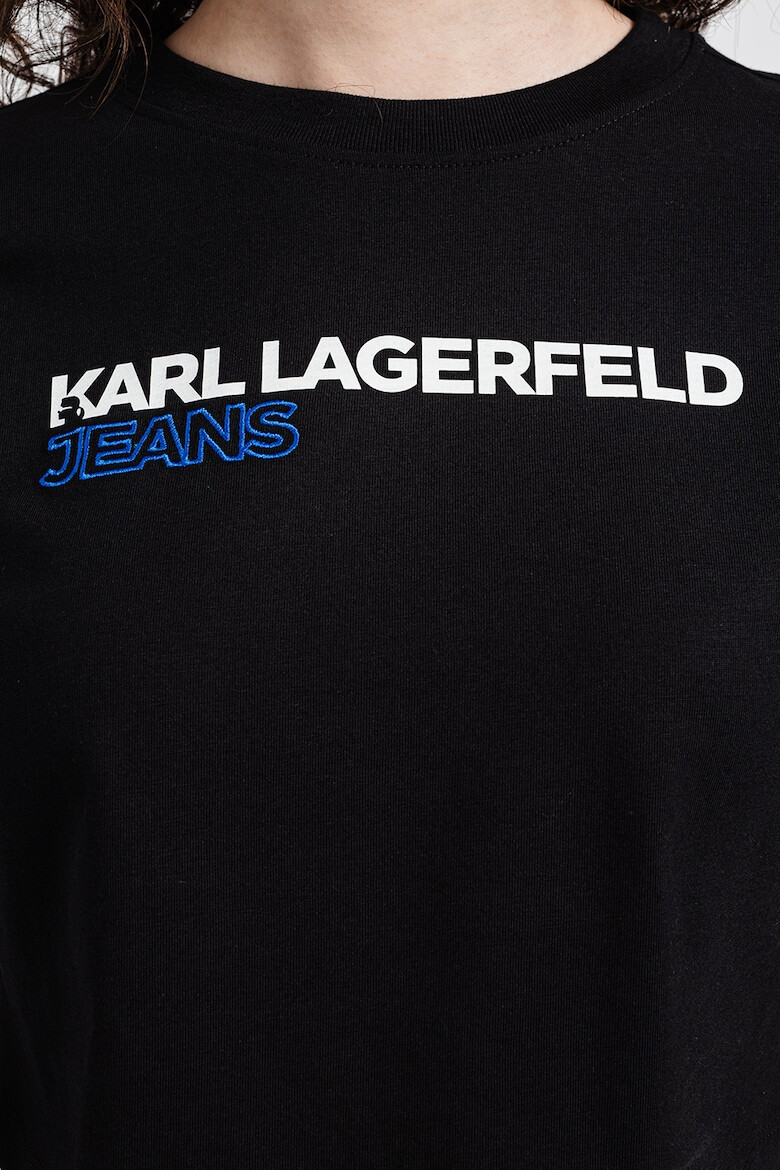 KARL LAGERFELD JEANS Къса блуза от органичен памук с лого - Pepit.bg