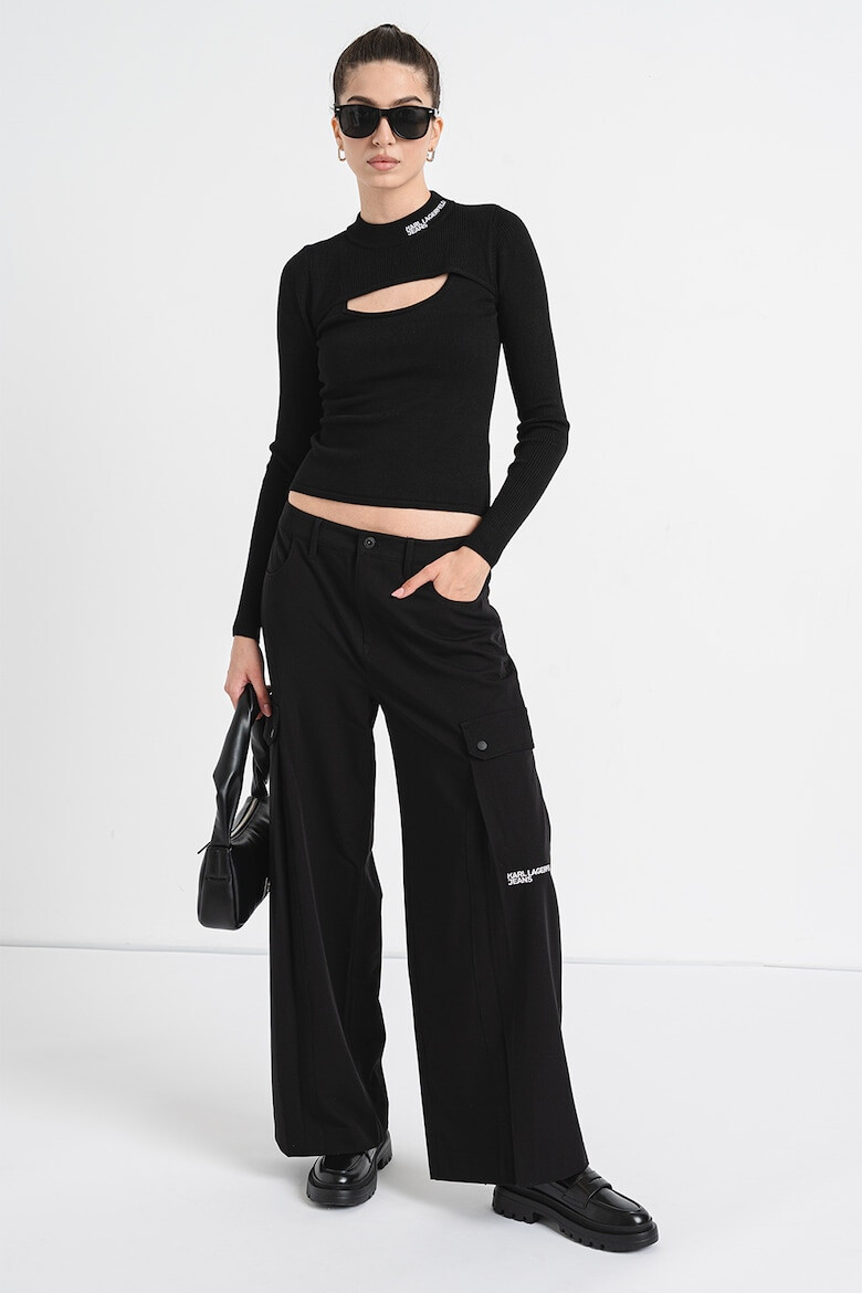 KARL LAGERFELD JEANS Прав карго панталон - Черен/Бял - Pepit.bg