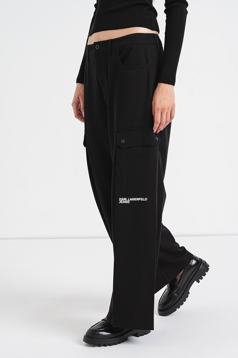 KARL LAGERFELD JEANS Прав карго панталон - Черен/Бял - Pepit.bg
