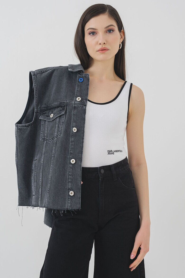 KARL LAGERFELD JEANS Топ с лого - Бял - Pepit.bg
