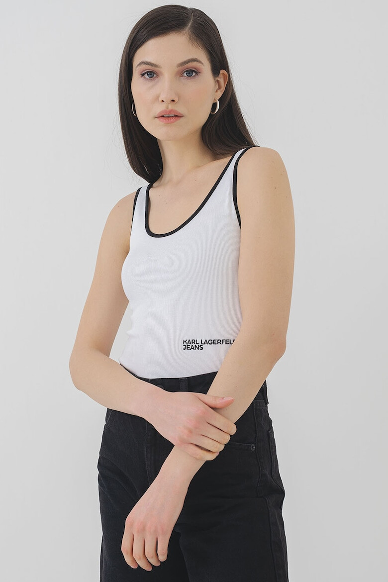 KARL LAGERFELD JEANS Топ с лого - Бял - Pepit.bg