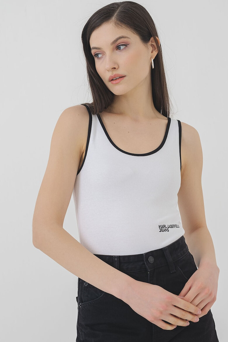 KARL LAGERFELD JEANS Топ с лого - Бял - Pepit.bg