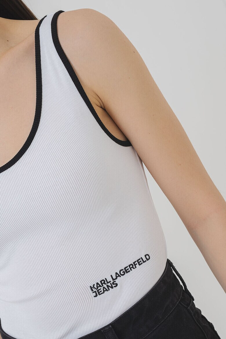 KARL LAGERFELD JEANS Топ с лого - Бял - Pepit.bg