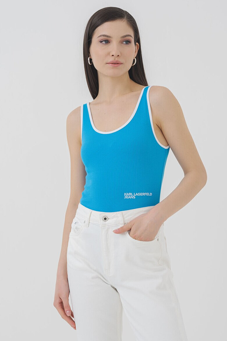 KARL LAGERFELD JEANS Топ с лого - Кралско Синьо - Pepit.bg