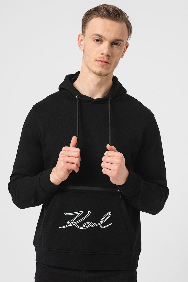 Karl Lagerfeld Худи с джоб кенгуру - Бял - Pepit.bg
