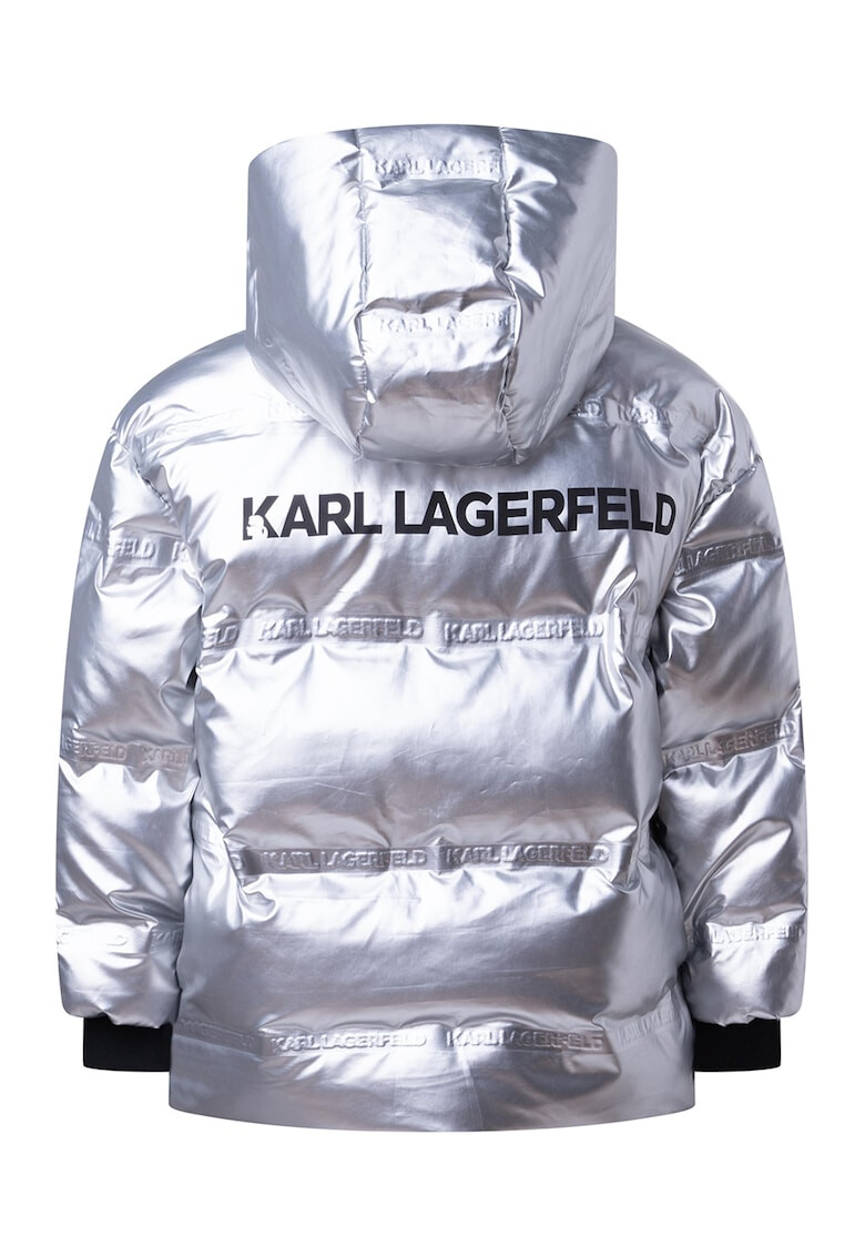 KARL LAGERFELD KIDS Късо подплатено зимно яке с метализиран дизайн - Pepit.bg