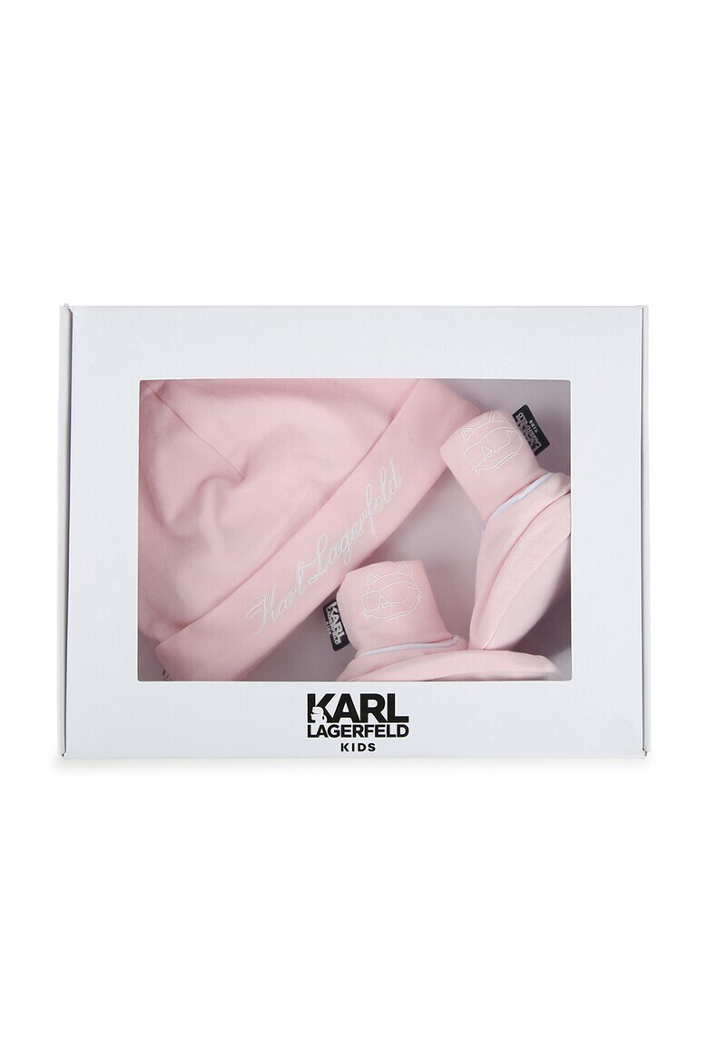 KARL LAGERFELD KIDS Памучна шапка и чорапи - 3 части - Pepit.bg