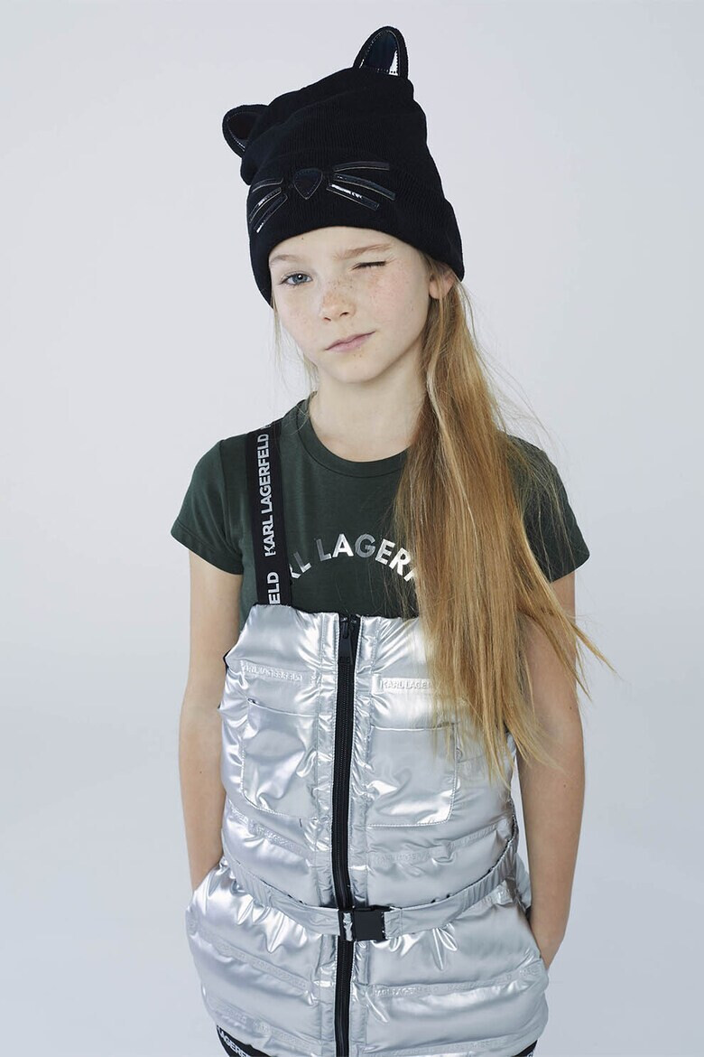 KARL LAGERFELD KIDS Плетена шапка с ушички - Pepit.bg