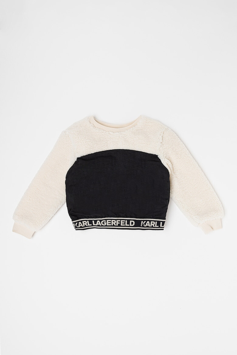 KARL LAGERFELD KIDS Суитшърт с плюшен панел - Черен/Крем - Pepit.bg