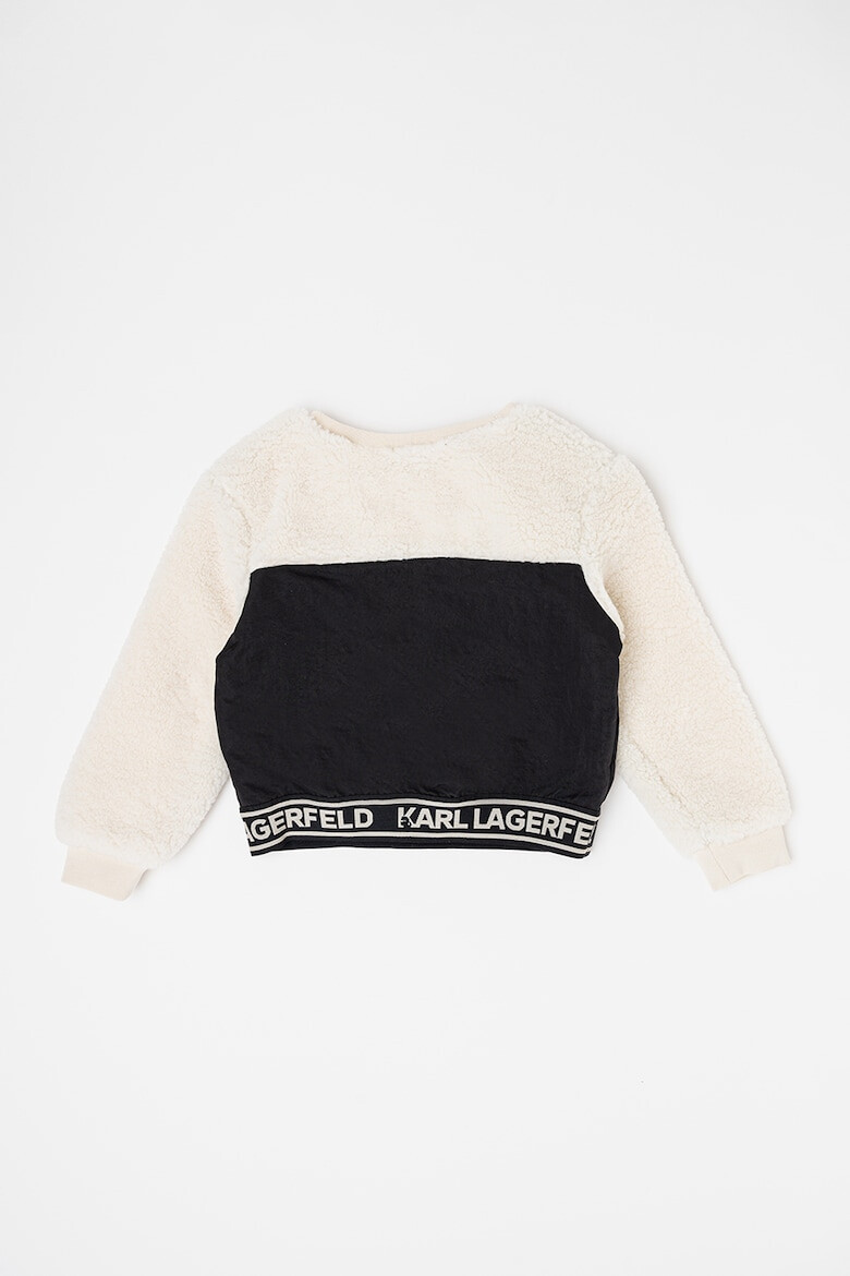 KARL LAGERFELD KIDS Суитшърт с плюшен панел - Черен/Крем - Pepit.bg