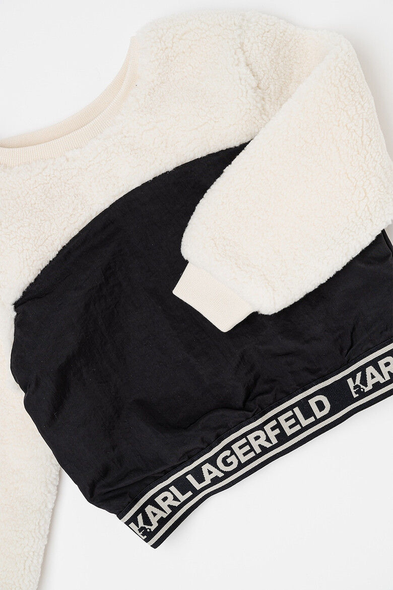 KARL LAGERFELD KIDS Суитшърт с плюшен панел - Черен/Крем - Pepit.bg