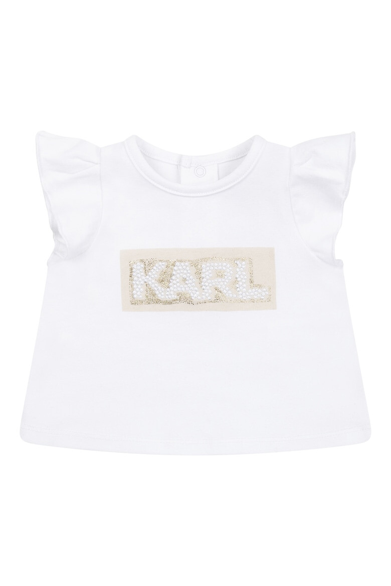 KARL LAGERFELD KIDS Тениска с памук и къс панталон с лого - 2 части - Pepit.bg