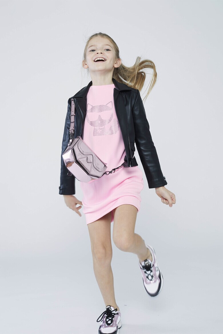 KARL LAGERFELD KIDS Яке от еко кожа с лого на гърба - Pepit.bg