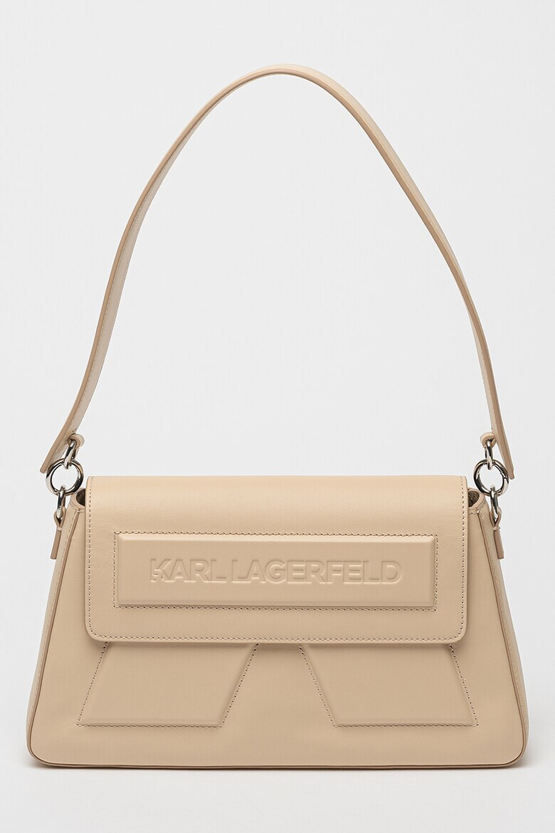 Karl Lagerfeld Кожена ръчна чанта Ikon - Крем - Pepit.bg