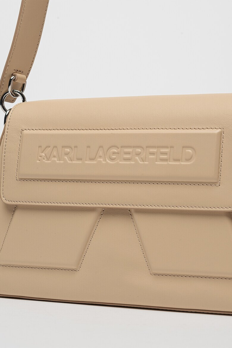 Karl Lagerfeld Кожена ръчна чанта Ikon - Крем - Pepit.bg