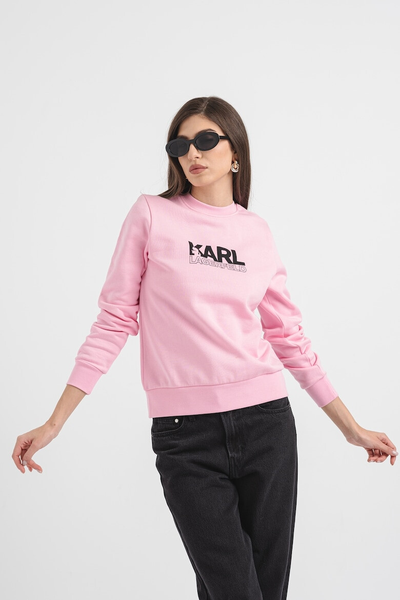 Karl Lagerfeld Памучно худи с лого - Черен/Пастелнорозов - Pepit.bg