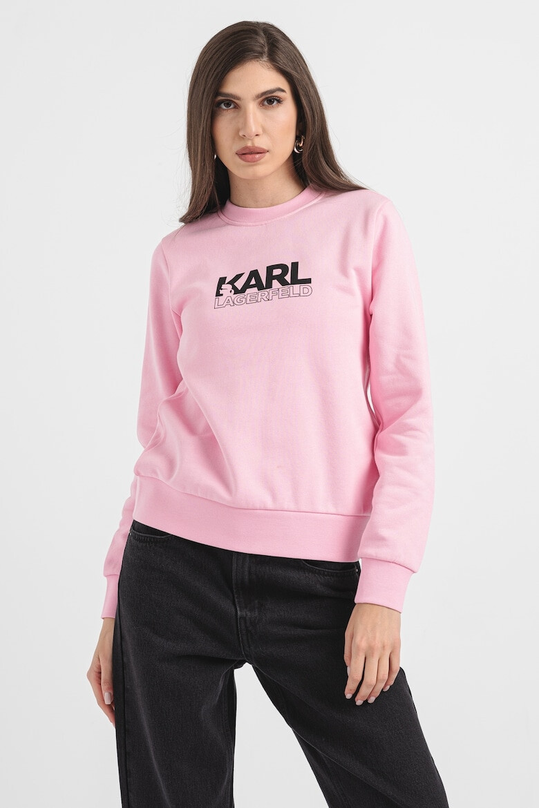 Karl Lagerfeld Памучно худи с лого - Черен/Пастелнорозов - Pepit.bg