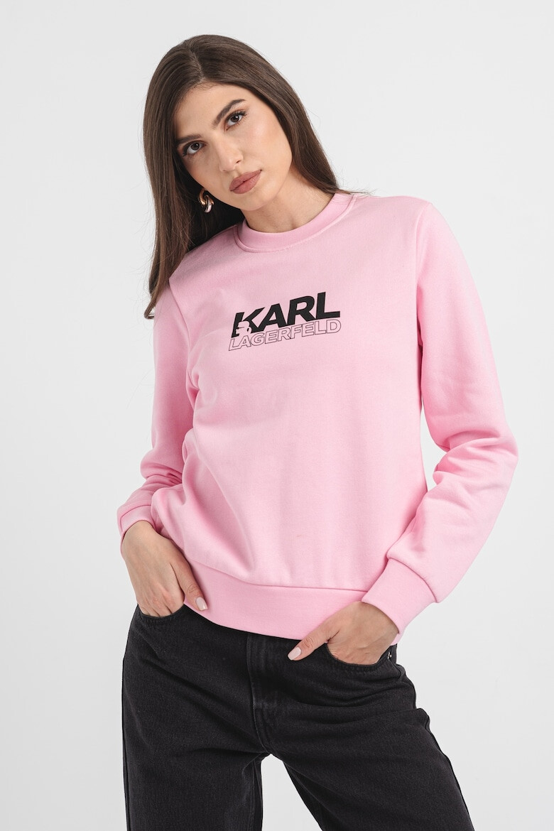 Karl Lagerfeld Памучно худи с лого - Черен/Пастелнорозов - Pepit.bg