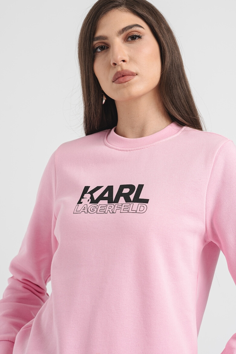 Karl Lagerfeld Памучно худи с лого - Черен/Пастелнорозов - Pepit.bg