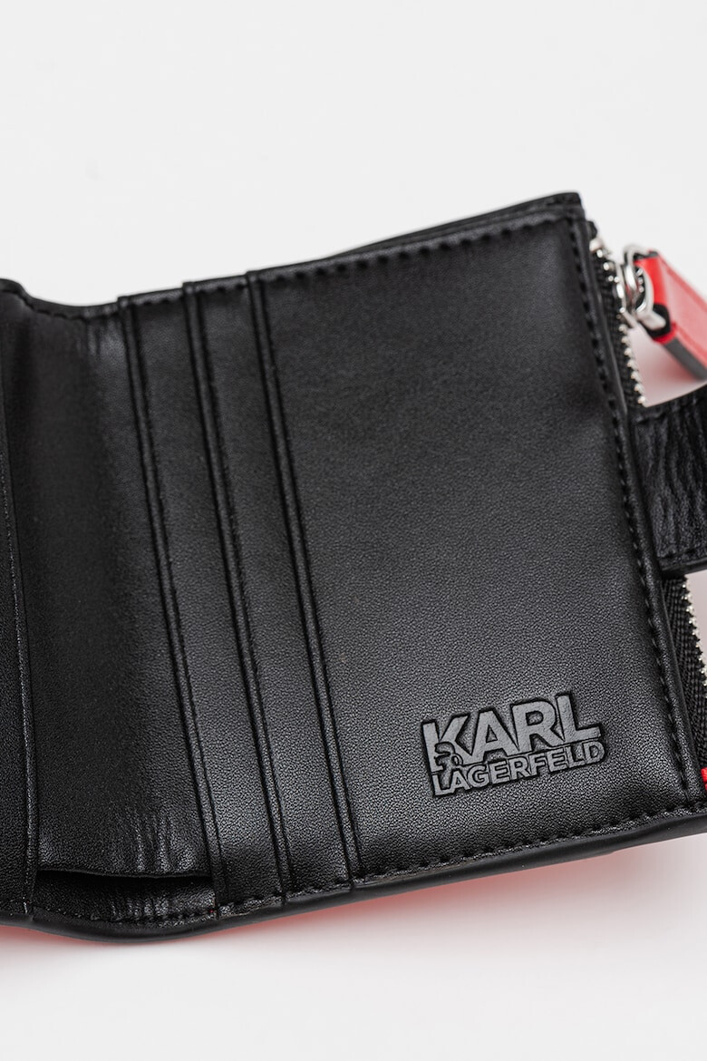 Karl Lagerfeld Портфейл Saddle с двойно прегъване и лого - Pepit.bg