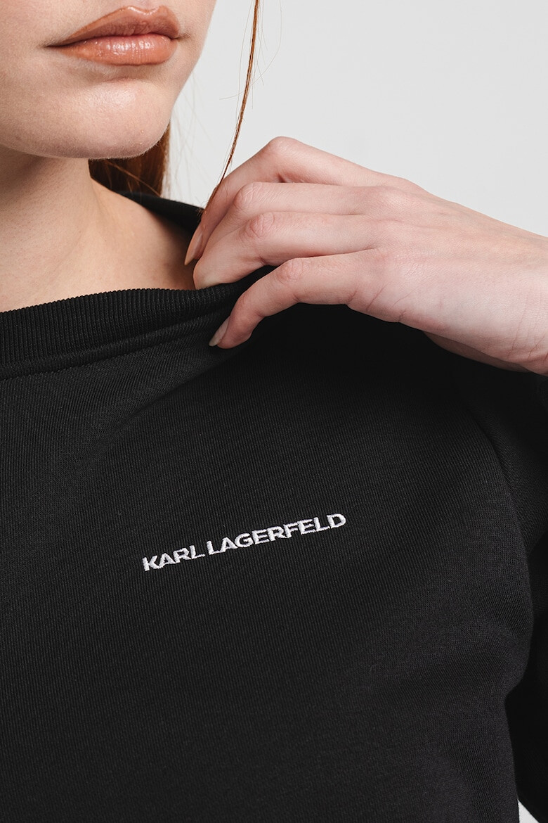 Karl Lagerfeld Суитшърт Essential с овално деколте - Черен/Бял - Pepit.bg