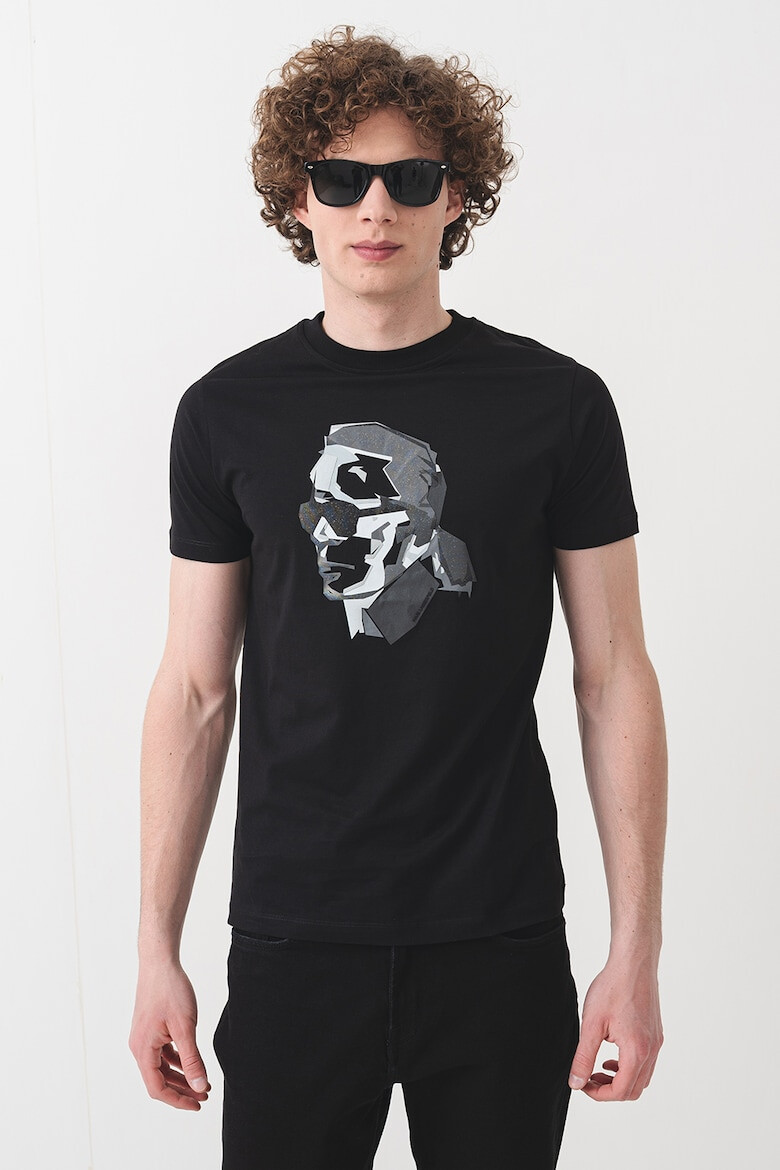 Karl Lagerfeld Тениска с лого - Черен/Сив - Pepit.bg