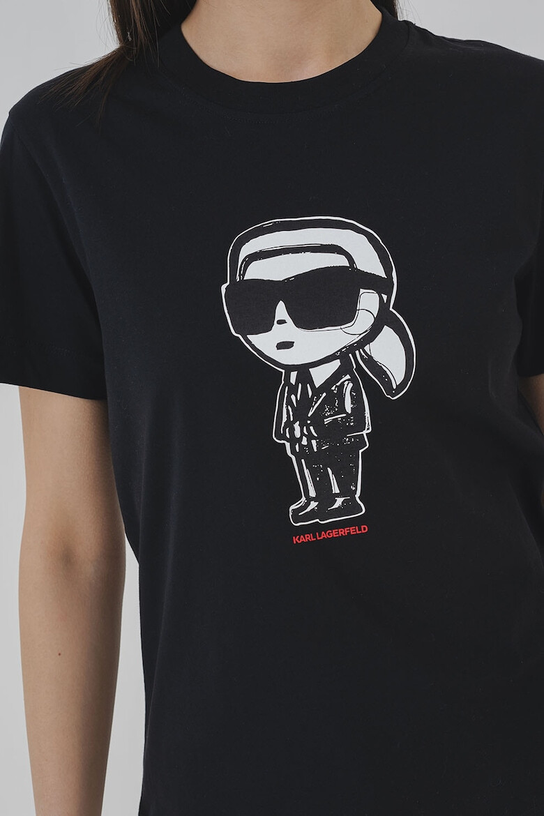 Karl Lagerfeld Тениска от органичен памук с лого - Бял/Черен - Pepit.bg