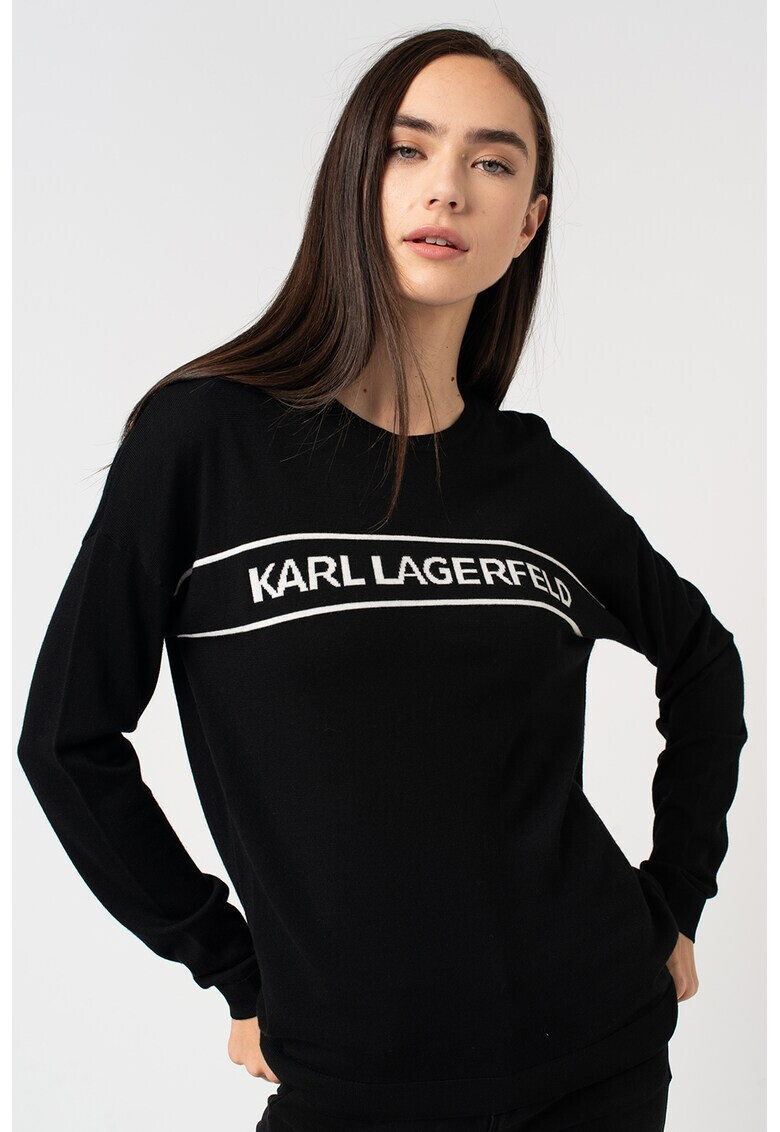 Karl Lagerfeld Вълнен пуловер с лого - Pepit.bg