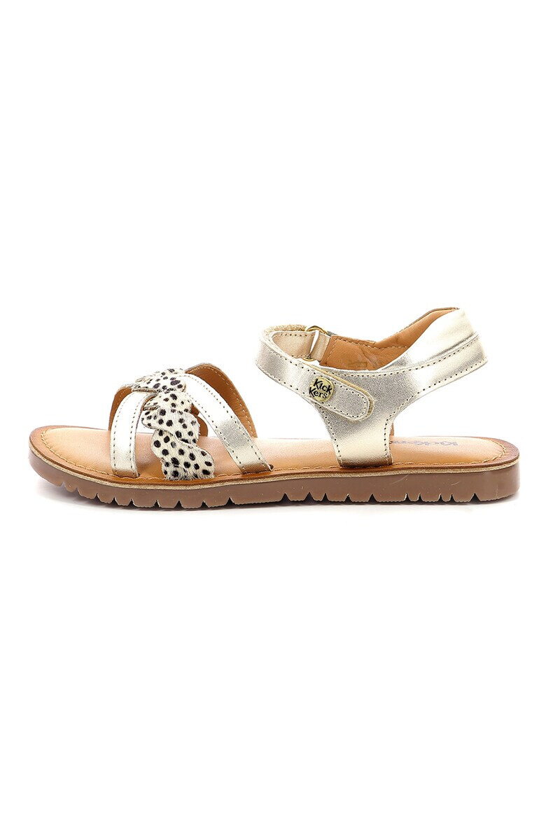 Kickers kids Кожени сандали с метаен ефект - Pepit.bg