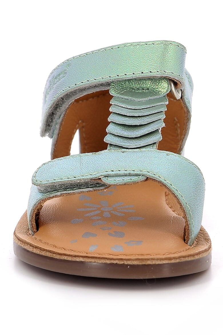 Kickers Кожени сандали с велкро - Зелен - Pepit.bg