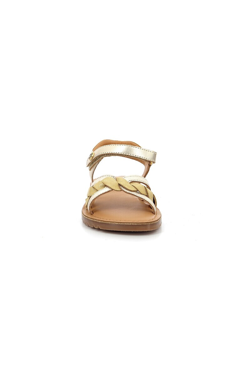 Kickers Кожени сандали с велкро - Златист - Pepit.bg